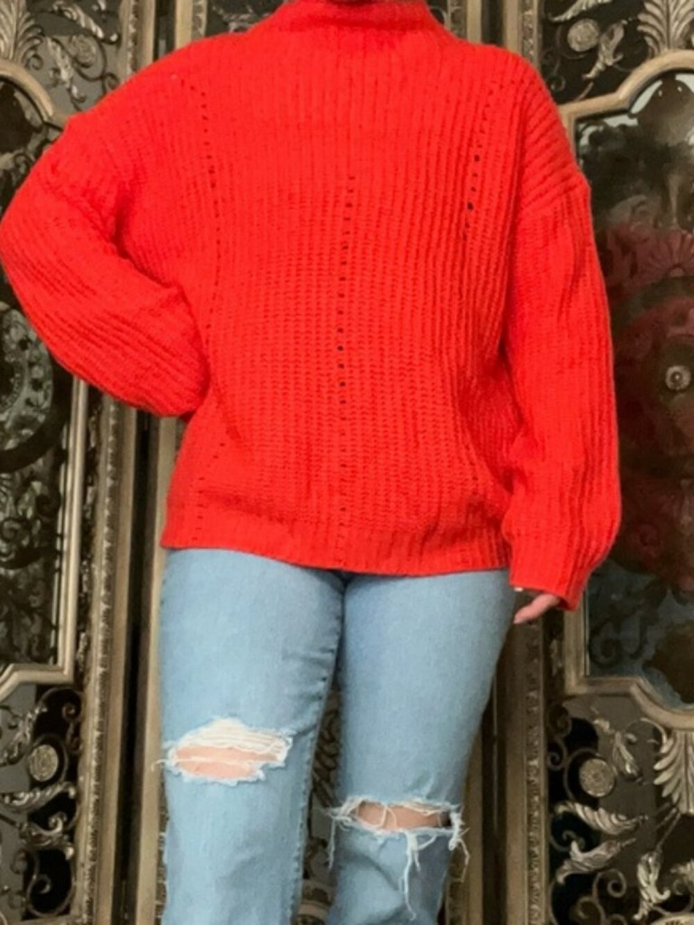 Red Knit Women's Sweater